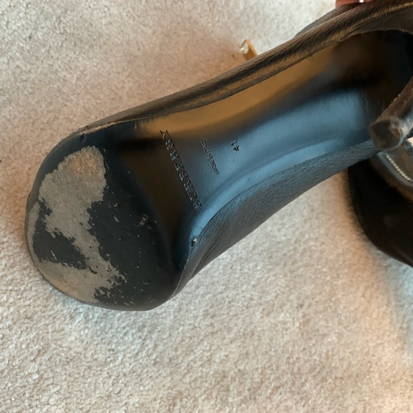 Burberry Black Leather Peep Toe Front Zip Booties Size 41 - Picture 4 of 6